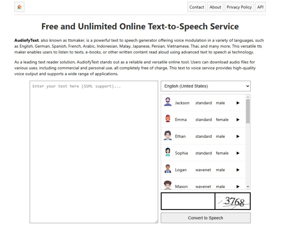 AudiofyText.com - free text to speech tool