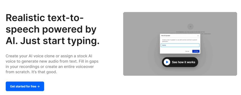 descript.com - text to speech