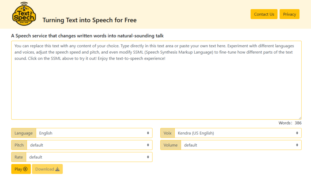 text2speech - free text to speech